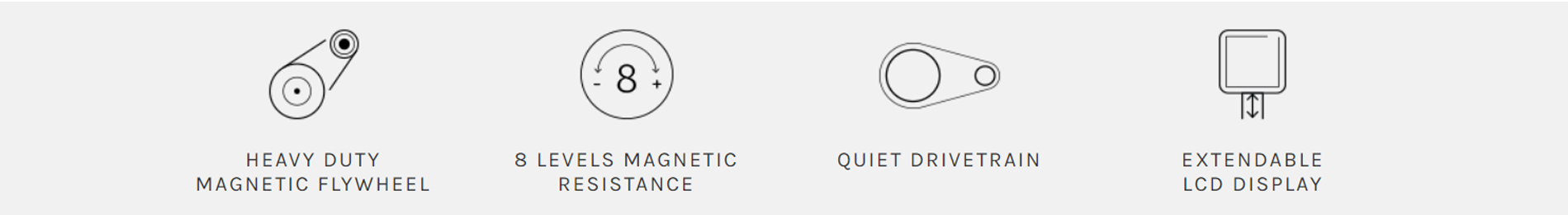 Exercise bike feature icons